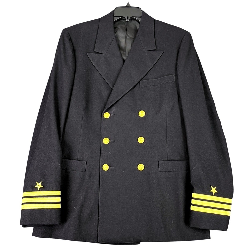 Vintage 50s US Navy Jacob Reeds Sons Dress Blue Wool Commander Coat 38 Sailor
